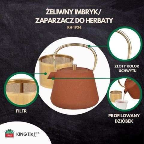 CZAJNICZEK ŻELIWNY ZAPARZACZ DO HERBATY KAWY 1.0L KINGHOFF KH-1934 CZAJNICZEK ŻELIWNY ZAPARZACZ DO HERBATY KAWY 1.0L KINGHOFF KH-1934