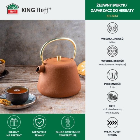 CZAJNICZEK ŻELIWNY ZAPARZACZ DO HERBATY KAWY 1.0L KINGHOFF KH-1934 CZAJNICZEK ŻELIWNY ZAPARZACZ DO HERBATY KAWY 1.0L KINGHOFF KH-1934