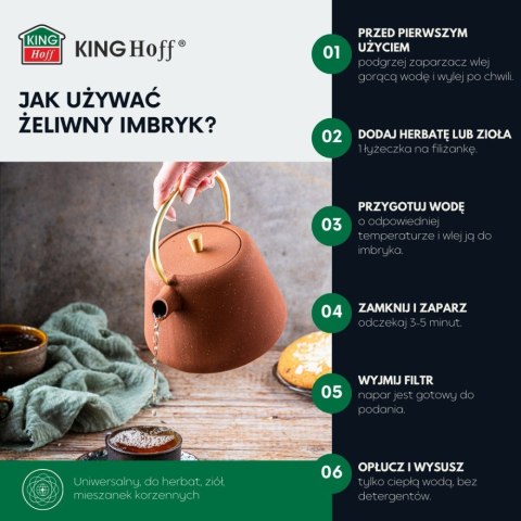 CZAJNICZEK ŻELIWNY ZAPARZACZ DO HERBATY KAWY 1.0L KINGHOFF KH-1934 CZAJNICZEK ŻELIWNY ZAPARZACZ DO HERBATY KAWY 1.0L KINGHOFF KH-1934