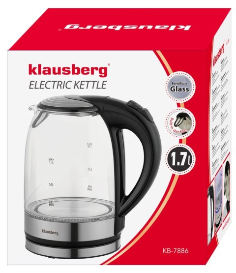 CZAJNIK ELEKTRYCZNY SZKLANY 1.7L KLAUSBERG KB-7886