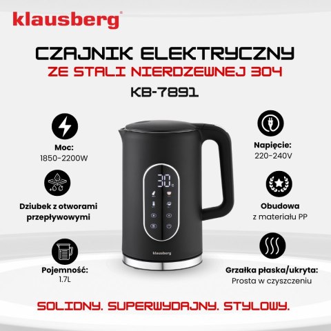 CZAJNIK ELEKTRYCZNY Z REGULACJĄ TEMPERATURY 1.7L BEZPRZEWODOWY CZARNY KLAUSBERG KB-7891 CZAJNIK ELEKTRYCZNY Z REGULACJĄ TEMPERATURY 1.7L BEZPRZEWODOWY CZARNY KLAUSBERG KB-7891