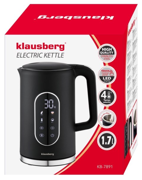 CZAJNIK ELEKTRYCZNY Z REGULACJĄ TEMPERATURY 1.7L BEZPRZEWODOWY CZARNY KLAUSBERG KB-7891 CZAJNIK ELEKTRYCZNY Z REGULACJĄ TEMPERATURY 1.7L BEZPRZEWODOWY CZARNY KLAUSBERG KB-7891