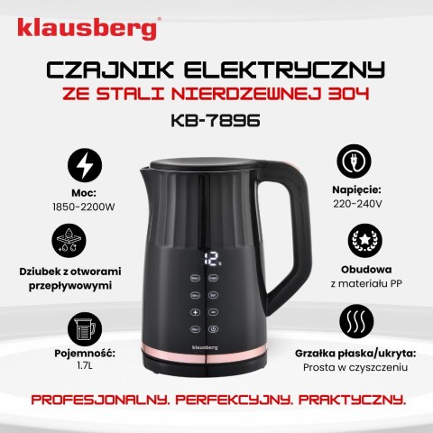 CZAJNIK ELEKTRYCZNY Z REGULACJĄ TEMPERATURY 1.7L BEZPRZEWODOWY CZARNY KLAUSBERG KB-7896 CZAJNIK ELEKTRYCZNY Z REGULACJĄ TEMPERATURY 1.7L BEZPRZEWODOWY CZARNY KLAUSBERG KB-7896