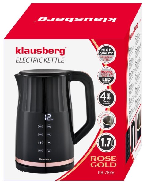 CZAJNIK ELEKTRYCZNY Z REGULACJĄ TEMPERATURY 1.7L BEZPRZEWODOWY CZARNY KLAUSBERG KB-7896 CZAJNIK ELEKTRYCZNY Z REGULACJĄ TEMPERATURY 1.7L BEZPRZEWODOWY CZARNY KLAUSBERG KB-7896