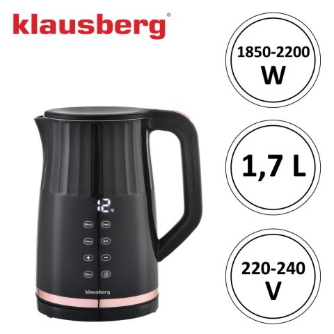 CZAJNIK ELEKTRYCZNY Z REGULACJĄ TEMPERATURY 1.7L BEZPRZEWODOWY CZARNY KLAUSBERG KB-7896 CZAJNIK ELEKTRYCZNY Z REGULACJĄ TEMPERATURY 1.7L BEZPRZEWODOWY CZARNY KLAUSBERG KB-7896