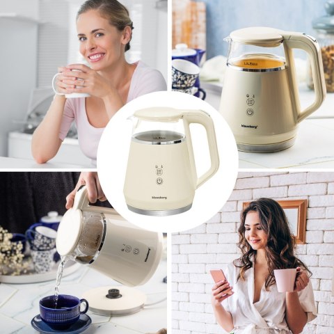 CZAJNIK ELEKTRYCZNY Z REGULACJĄ TEMPERATURY MAŁY 1.0L BEZPRZEWODOWY KREMOWY KLAUSBERG KB-7893