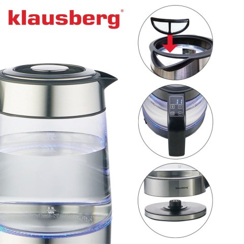 CZAJNIK ELEKTRYCZNY Z REGULACJĄ TEMPERATURY SZKLANY 1.7L KLAUSBERG KB-7888 CZAJNIK ELEKTRYCZNY Z REGULACJĄ TEMPERATURY SZKLANY 1.7L KLAUSBERG KB-7888