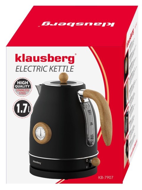 CZAJNIK ELEKTRYCZNY Z TERMOMETREM STAL NIERDZEWNA 1.7L 2200W KLAUSBERG KB-7907 CZARNY CZAJNIK ELEKTRYCZNY Z TERMOMETREM STAL NIERDZEWNA 1.7L 2200W KLAUSBERG KB-7907 CZARNY