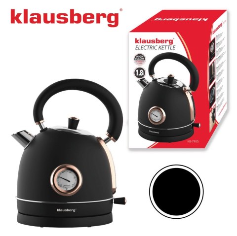 CZAJNIK ELEKTRYCZNY Z TERMOMETREM STAL NIERDZEWNA 1.8L 2200W KLAUSBERG KB-7905 CZARNY/ROSE GOLD CZAJNIK ELEKTRYCZNY Z TERMOMETREM STAL NIERDZEWNA 1.8L 2200W KLAUSBERG KB-7905 CZARNY/ROSE GOLD