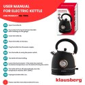 CZAJNIK ELEKTRYCZNY Z TERMOMETREM STAL NIERDZEWNA 1.8L 2200W KLAUSBERG KB-7905 CZARNY/ROSE GOLD