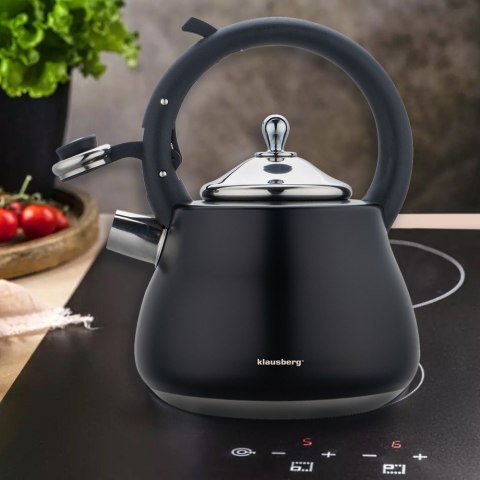 CZAJNIK STALOWY NA GAZ 2.8L INDUKCJA CZARNY MATOWY KLAUSBERG KB-7918