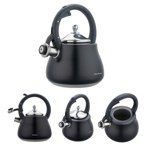 CZAJNIK STALOWY NA GAZ 2.8L INDUKCJA CZARNY MATOWY KLAUSBERG KB-7918