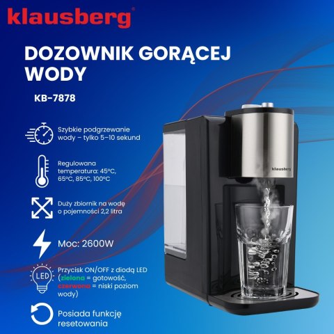 DOZOWNIK DYSTRYBUTOR PODGRZEWACZ DO GORĄCEJ WODY 2.2L Z REGULACJĄ TEMPERATURY KLAUSBERG KB-7878 DOZOWNIK DYSTRYBUTOR PODGRZEWACZ DO GORĄCEJ WODY 2.2L Z REGULACJĄ TEMPERATURY KLAUSBERG KB-7878