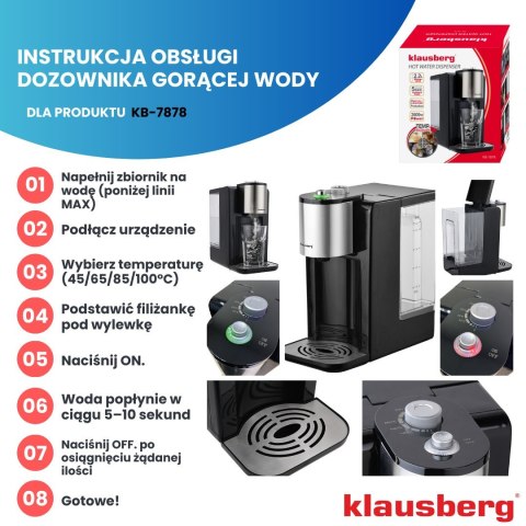 DOZOWNIK DYSTRYBUTOR PODGRZEWACZ DO GORĄCEJ WODY 2.2L Z REGULACJĄ TEMPERATURY KLAUSBERG KB-7878 DOZOWNIK DYSTRYBUTOR PODGRZEWACZ DO GORĄCEJ WODY 2.2L Z REGULACJĄ TEMPERATURY KLAUSBERG KB-7878