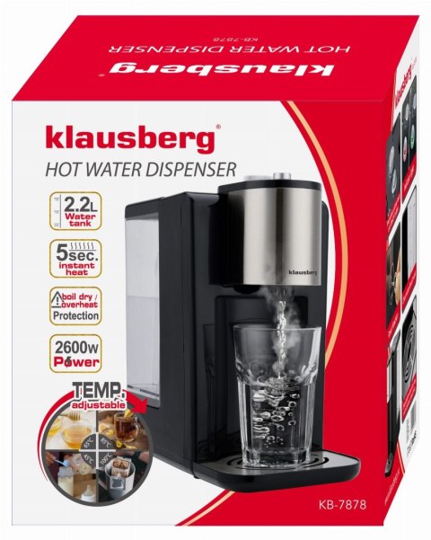 DOZOWNIK DYSTRYBUTOR PODGRZEWACZ DO GORĄCEJ WODY 2.2L Z REGULACJĄ TEMPERATURY KLAUSBERG KB-7878 DOZOWNIK DYSTRYBUTOR PODGRZEWACZ DO GORĄCEJ WODY 2.2L Z REGULACJĄ TEMPERATURY KLAUSBERG KB-7878