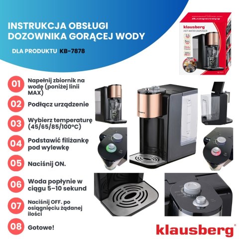 DOZOWNIK DYSTRYBUTOR PODGRZEWACZ DO GORĄCEJ WODY 2.2L Z REGULACJĄ TEMPERATURY KLAUSBERG KB-7879 DOZOWNIK DYSTRYBUTOR PODGRZEWACZ DO GORĄCEJ WODY 2.2L Z REGULACJĄ TEMPERATURY KLAUSBERG KB-7879