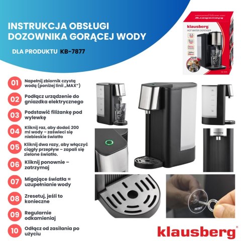 DOZOWNIK DYSTRYBUTOR PODGRZEWACZ DO GORĄCEJ WODY 2.5L KLAUSBERG KB-7877 DOZOWNIK DYSTRYBUTOR PODGRZEWACZ DO GORĄCEJ WODY 2.5L KLAUSBERG KB-7877
