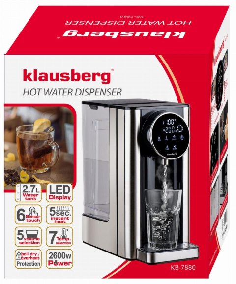 DOZOWNIK DYSTRYBUTOR PODGRZEWACZ DO GORĄCEJ WODY 2.7L Z REGULACJĄ TEMPERATURY KLAUSBERG KB-7880 DOZOWNIK DYSTRYBUTOR PODGRZEWACZ DO GORĄCEJ WODY 2.7L Z REGULACJĄ TEMPERATURY KLAUSBERG KB-7880