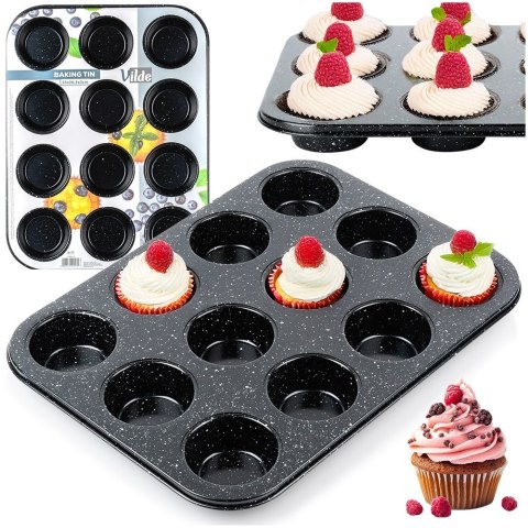 FORMA BLACHA DO 12 MUFFINEK BABECZEK BABECZKI GRANITOWA 35X26.5CM VILDE 279014 FORMA BLACHA DO 12 MUFFINEK BABECZEK BABECZKI GRANITOWA 35X26.5CM VILDE 279014