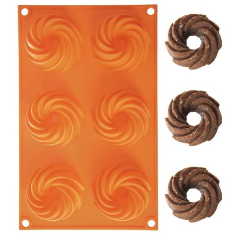 FORMA DO PIECZENIA 6 BABECZEK DONUTÓW SILIKONOWA POMARAŃCZOWA SILLINIE ORION 151788