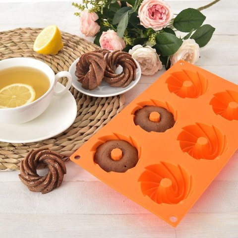 FORMA DO PIECZENIA 6 BABECZEK DONUTÓW SILIKONOWA POMARAŃCZOWA SILLINIE ORION 151788 FORMA DO PIECZENIA 6 BABECZEK DONUTÓW SILIKONOWA POMARAŃCZOWA SILLINIE ORION 151788