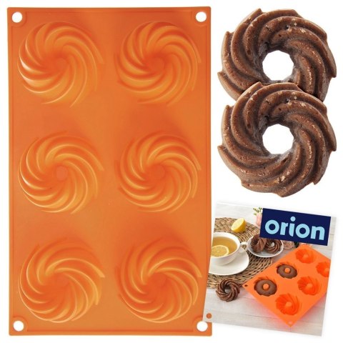 FORMA DO PIECZENIA 6 BABECZEK DONUTÓW SILIKONOWA POMARAŃCZOWA SILLINIE ORION 151788 FORMA DO PIECZENIA 6 BABECZEK DONUTÓW SILIKONOWA POMARAŃCZOWA SILLINIE ORION 151788