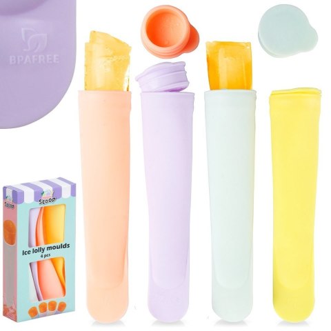 FORMA DO ROBIENIA LODÓW WODNYCH SILIKONOWA FOREMKI NA LODY 100ML 4 SZTUKI HIT 259665 FORMA DO ROBIENIA LODÓW WODNYCH SILIKONOWA FOREMKI NA LODY 100ML 4 SZTUKI HIT 259665