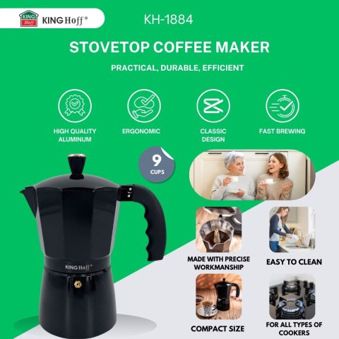 KAWIARKA ESPRESSO KAFETERKA CIŚNIENIOWA KINGHOFF 450ML / 9 FILIŻANEK KH-1884 KAWIARKA ESPRESSO KAFETERKA CIŚNIENIOWA KINGHOFF 450ML / 9 FILIŻANEK KH-1884