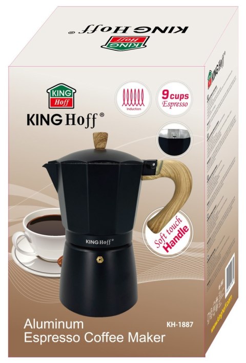 KAWIARKA ESPRESSO KAFETERKA CIŚNIENIOWA KINGHOFF 450ML / 9 FILIŻANEK KH-1887 KAWIARKA ESPRESSO KAFETERKA CIŚNIENIOWA KINGHOFF 450ML / 9 FILIŻANEK KH-1887