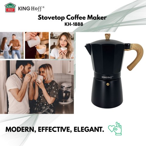 KAWIARKA ESPRESSO KAFETERKA CIŚNIENIOWA KINGHOFF 600ML / 12 FILIŻANEK KH-1888 KAWIARKA ESPRESSO KAFETERKA CIŚNIENIOWA KINGHOFF 600ML / 12 FILIŻANEK KH-1888