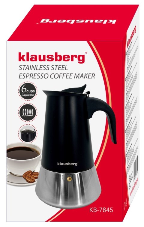 KAWIARKA ESPRESSO KAFETERKA CIŚNIENIOWA KLAUSBERG 300ML (6 FILIŻANKI) KB-7845