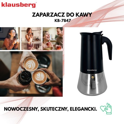 KAWIARKA ESPRESSO KAFETERKA CIŚNIENIOWA KLAUSBERG 600ML (12 FILIŻANKI) KB-7847