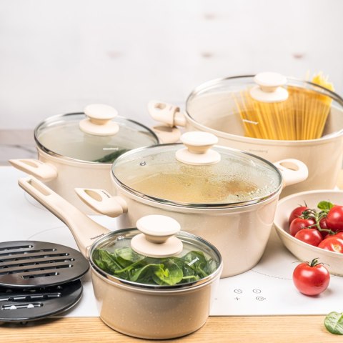 KOMPLET GARNKÓW Z MARMURKOWĄ POWŁOKĄ NIEPRZYWIERAJĄCĄ 12-ELE KLAUSBERG KB-7884