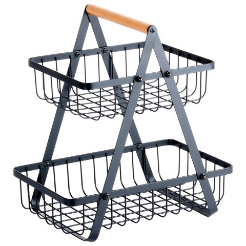 KOSZYK KOSZ NA OWOCE WARZYWA METALOWY CZARNY PIĘTROWY DWUPOZIOMOWY 27X18X29CM VILDE 229038 KOSZYK KOSZ NA OWOCE WARZYWA METALOWY CZARNY PIĘTROWY DWUPOZIOMOWY 27X18X29CM VILDE 229038