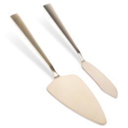 ŁOPATKA I NÓŻ DO SERWOWANIA CIASTA ZESTAW 2-ELE STALOWY ZŁOTY EXCELLENT HOUSEWARE 139749