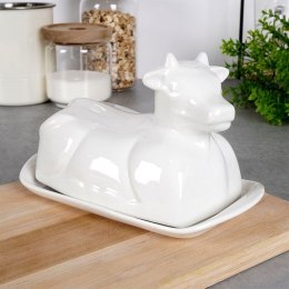 MASELNICZKA PORCELANOWA MASELNICA BIAŁA KROWA POJEMNIK NA MASŁO VILDE 139338