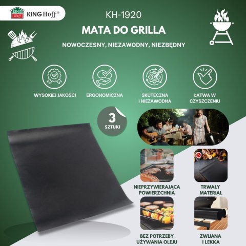 MATY DO GRILLOWANIA, ZESTAW 3SZT, 40X33CM, KINGHOFF KH-1920 MATY DO GRILLOWANIA, ZESTAW 3SZT, 40X33CM, KINGHOFF KH-1920