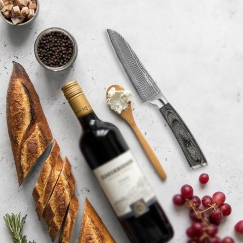 NÓŻ SANTOKU 12.5CM ZE STALI DAMASCEŃSKIEJ POJEDYNCZY KUCHENNY MAESTRO MR-1482 NÓŻ SANTOKU 12.5CM ZE STALI DAMASCEŃSKIEJ POJEDYNCZY KUCHENNY MAESTRO MR-1482