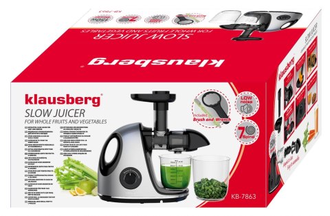 SOKOWIRÓWKA WOLNOOBROTOWA 150W DO OWOCÓW I WARZYW COLD PRESS KLAUSBERG KB-7863 SOKOWIRÓWKA WOLNOOBROTOWA 150W DO OWOCÓW I WARZYW COLD PRESS KLAUSBERG KB-7863
