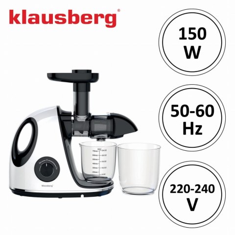 SOKOWIRÓWKA WOLNOOBROTOWA 150W DO OWOCÓW I WARZYW COLD PRESS KLAUSBERG KB-7864 SOKOWIRÓWKA WOLNOOBROTOWA 150W DO OWOCÓW I WARZYW COLD PRESS KLAUSBERG KB-7864
