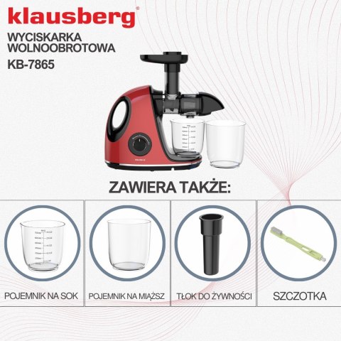 SOKOWIRÓWKA WOLNOOBROTOWA 150W DO OWOCÓW I WARZYW COLD PRESS KLAUSBERG KB-7865 SOKOWIRÓWKA WOLNOOBROTOWA 150W DO OWOCÓW I WARZYW COLD PRESS KLAUSBERG KB-7865