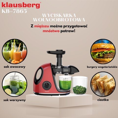 SOKOWIRÓWKA WOLNOOBROTOWA 150W DO OWOCÓW I WARZYW COLD PRESS KLAUSBERG KB-7865 SOKOWIRÓWKA WOLNOOBROTOWA 150W DO OWOCÓW I WARZYW COLD PRESS KLAUSBERG KB-7865
