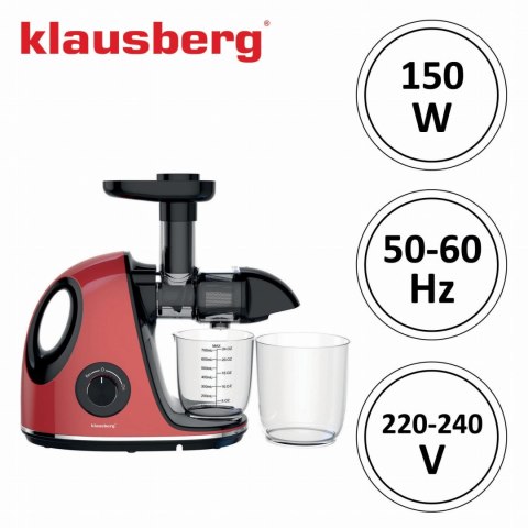 SOKOWIRÓWKA WOLNOOBROTOWA 150W DO OWOCÓW I WARZYW COLD PRESS KLAUSBERG KB-7865 SOKOWIRÓWKA WOLNOOBROTOWA 150W DO OWOCÓW I WARZYW COLD PRESS KLAUSBERG KB-7865