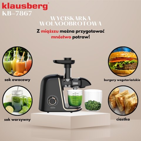 SOKOWIRÓWKA WOLNOOBROTOWA 150W DO OWOCÓW I WARZYW COLD PRESS KLAUSBERG KB-7867