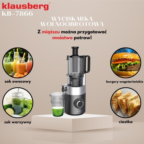SOKOWIRÓWKA WOLNOOBROTOWA 180W DO OWOCÓW I WARZYW COLD PRESS KLAUSBERG KB-7881