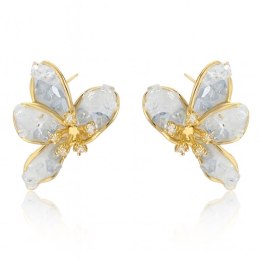 Kolczyki ze stali szlachetnej pozłacane 14k złotem, kwiaty KST3408