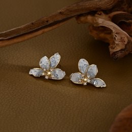 Kolczyki ze stali szlachetnej pozłacane 14k złotem, kwiaty KST3408