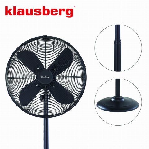 WENTYLATOR STOJĄCY PODŁOGOWY 40CM 50W METALOWY KLAUSBERG KB-7860 CZARNY