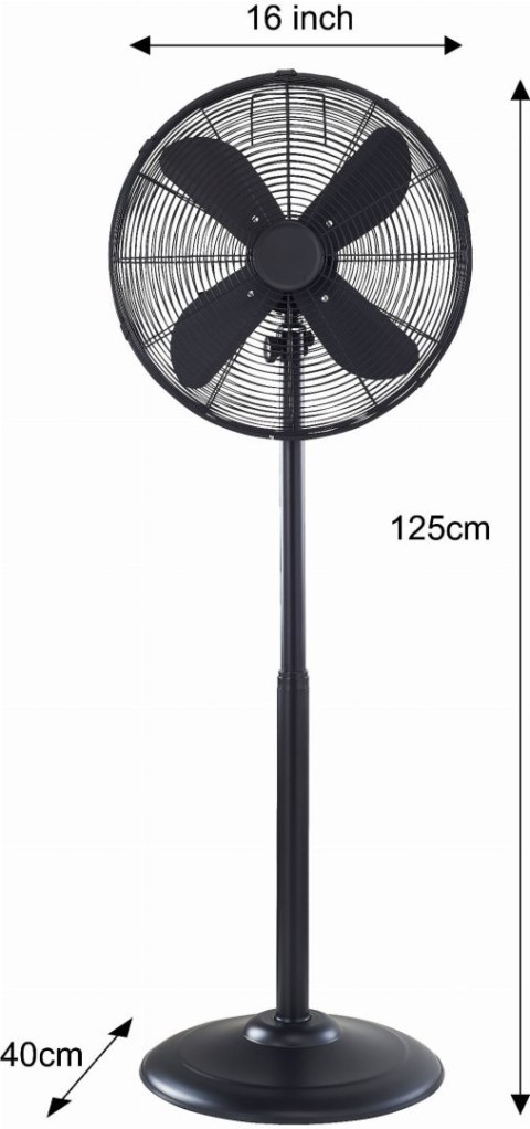 WENTYLATOR STOJĄCY PODŁOGOWY 40CM 50W METALOWY KLAUSBERG KB-7860 CZARNY