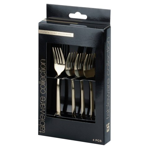 WIDELCZYKI DESEROWE DO CIASTA PRZEKĄSEK STALOWE ZŁOTE 4-ELE SATYNOWE EXCELLENT HOUSEWARE 139745 WIDELCZYKI DESEROWE DO CIASTA PRZEKĄSEK STALOWE ZŁOTE 4-ELE SATYNOWE EXCELLENT HOUSEWARE 139745